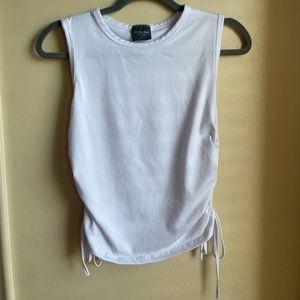 White Scrunched Tank Top